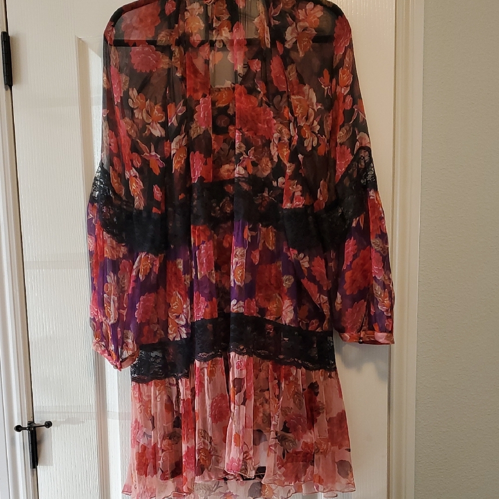 Johnny Was Black and Red Long Sleeve Dress